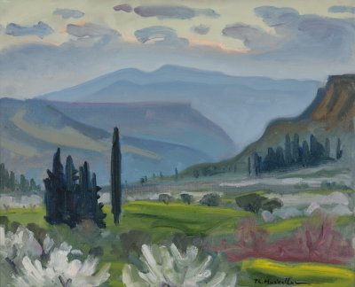 Velou Area, Spring from the Little Bridge — Oil painting, Canvas, 38.00×46.00cm — Theodoros Markellos